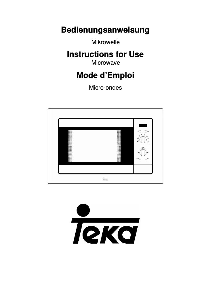 Page n°1 - Manuel utilisateur Teka TMW 18 BIH