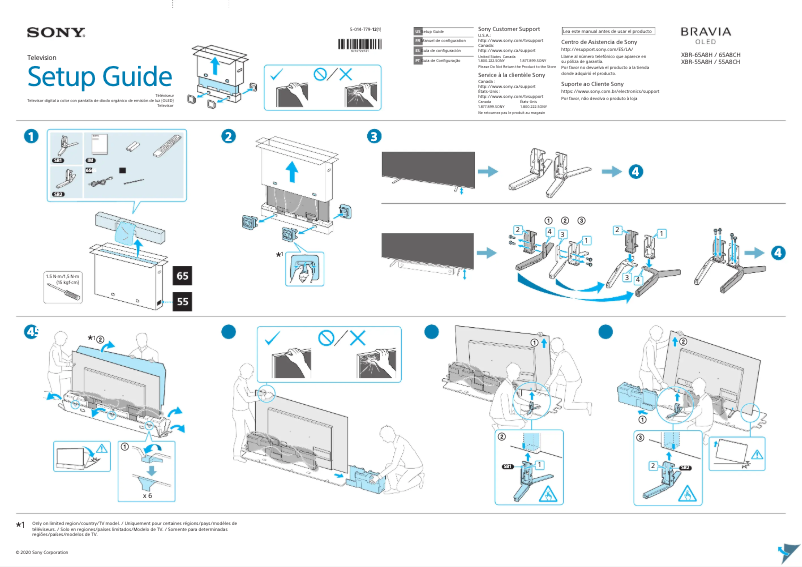 Page 1 de la notice Guide d'installation Sony Bravia XBR-55A8H