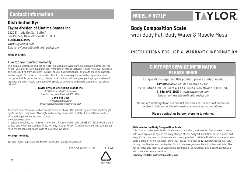 Page 1 de la notice Manuel utilisateur Taylor 577141933F