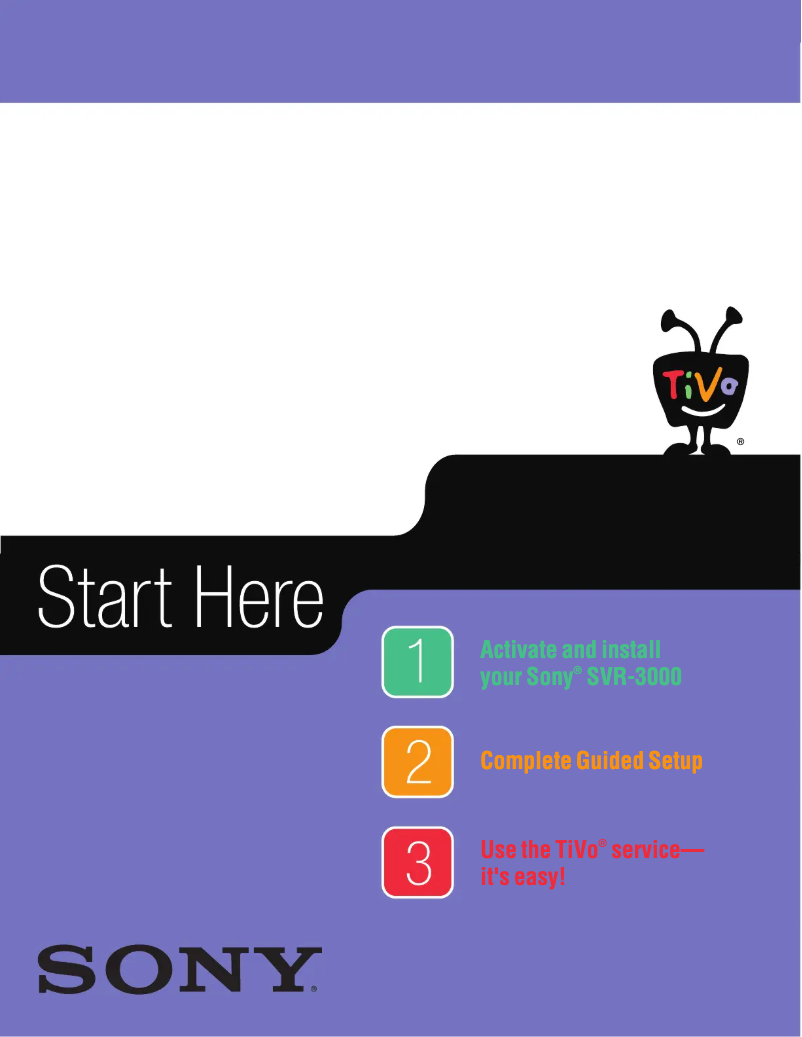 Page 1 de la notice Guide d'installation Sony SVR-3000