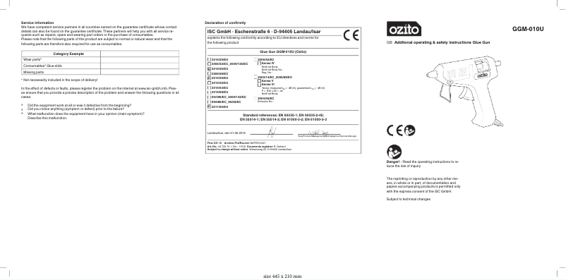 Imagen de la primera página del manual del dispositivo GGM-010U
