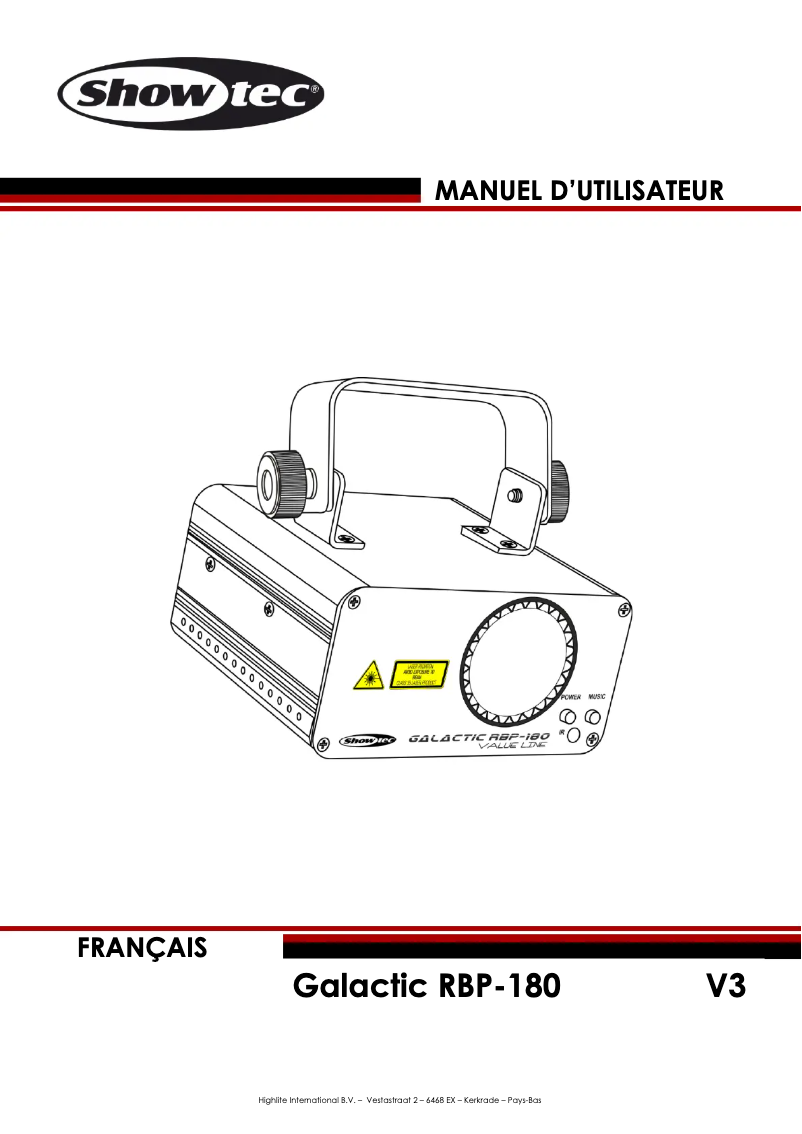 Image de la première page du manuel de l'appareil Galactic RBP-180
