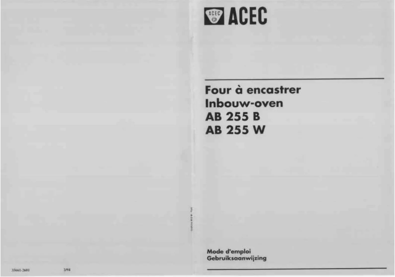 Page n°1 - Manuel utilisateur Acec AB 255 W