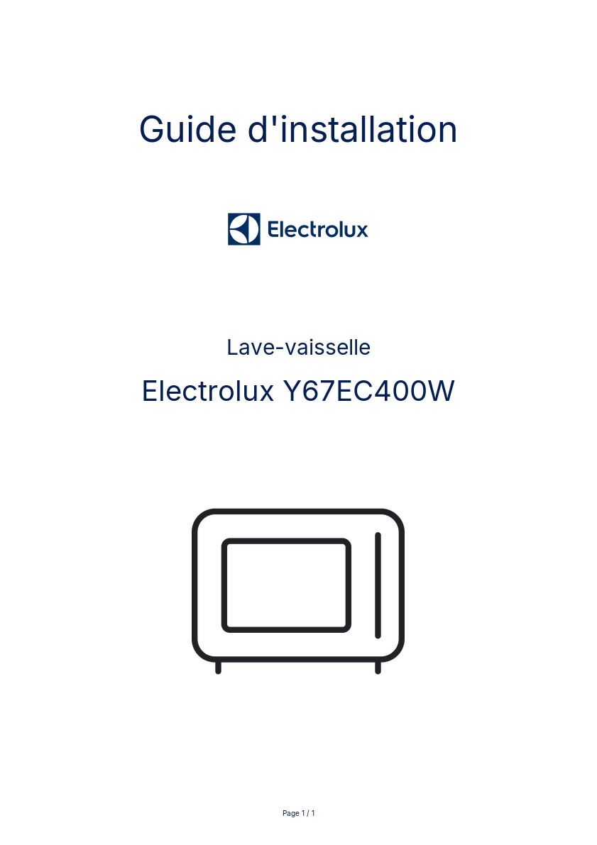 Image de la première page du manuel de l'appareil Y67EC400W