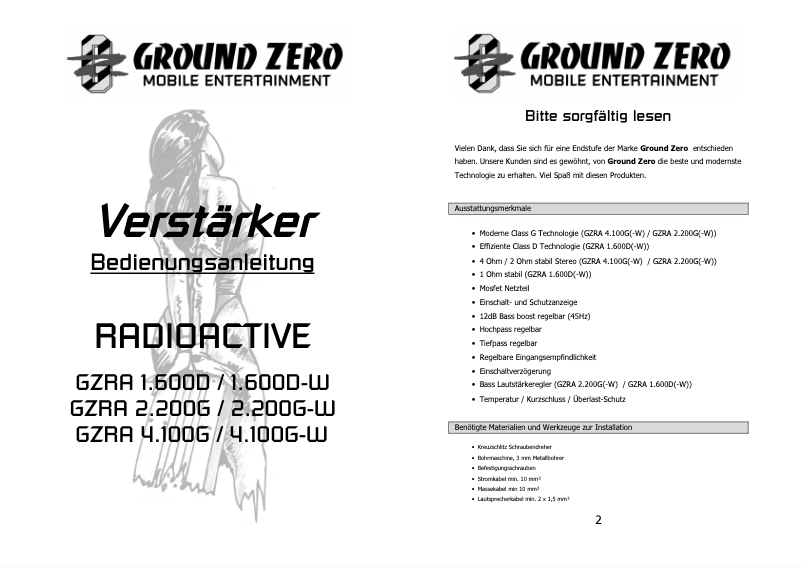 First page image of the manual for GZRA 4100 X