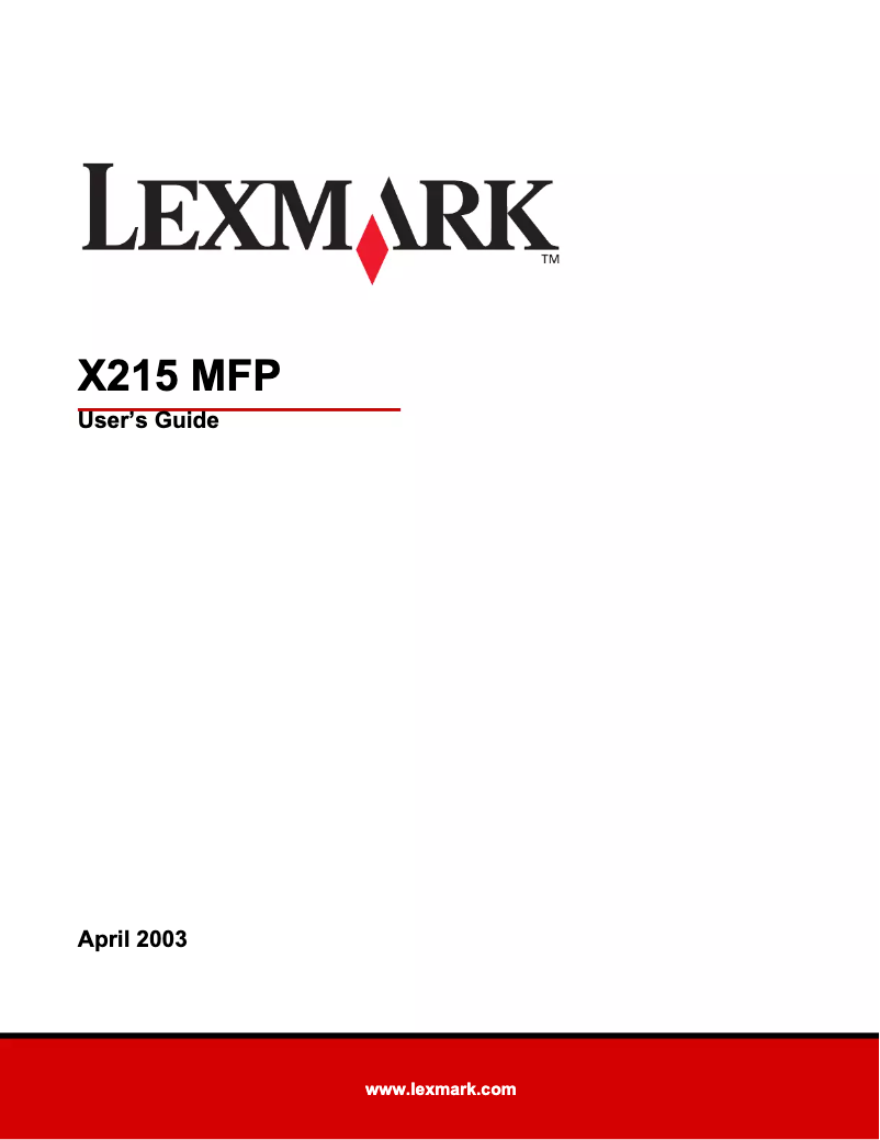 Image de la première page du manuel de l'appareil X215n