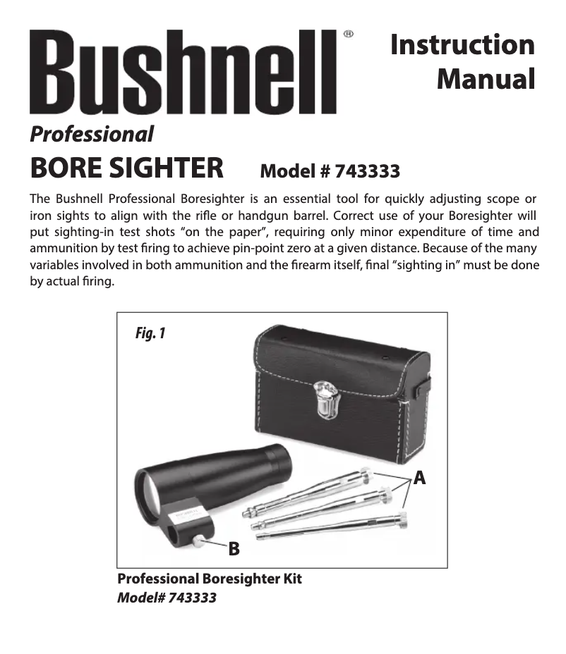 Page 1 de la notice Manuel utilisateur Bushnell 743333