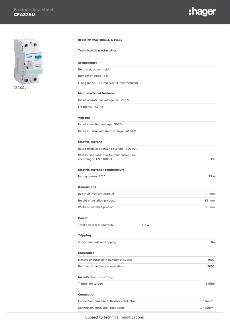 Image de la première page du manuel de l'appareil CFA225U