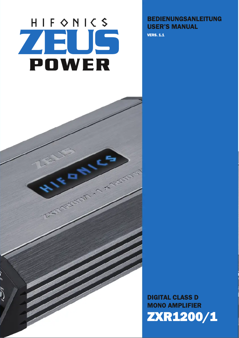 Page 1 de la notice Manuel utilisateur Hifonics Zeus Power ZXR1200/1