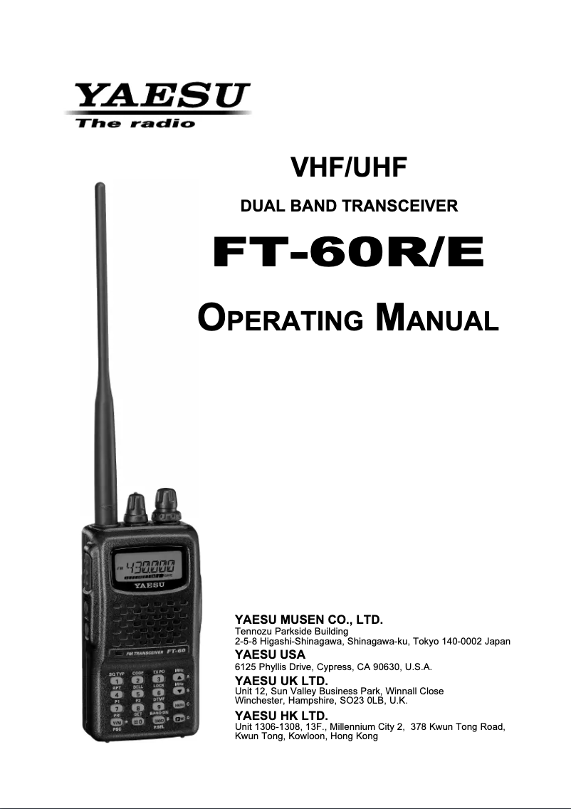 Página 1 del manual Manual de usuario Yaesu FT-60R-E