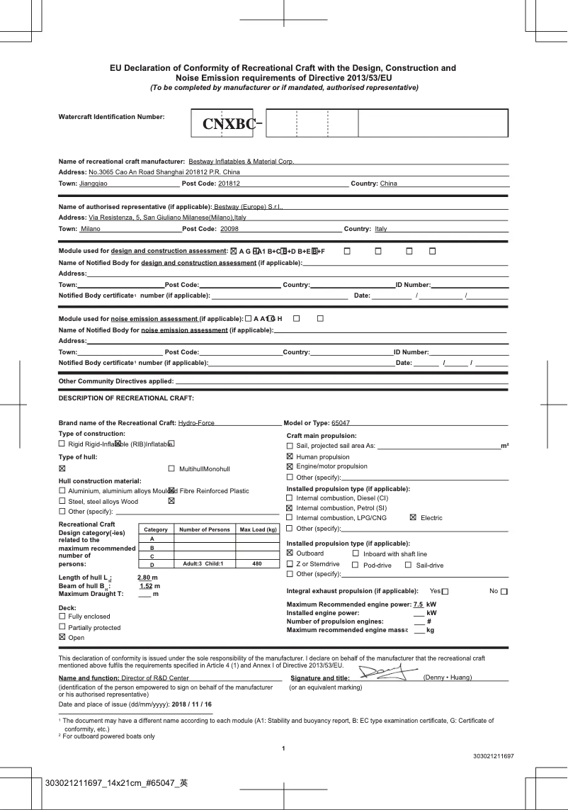 Page n°1 - Manuel utilisateur Bestway Hydro-Force 65133