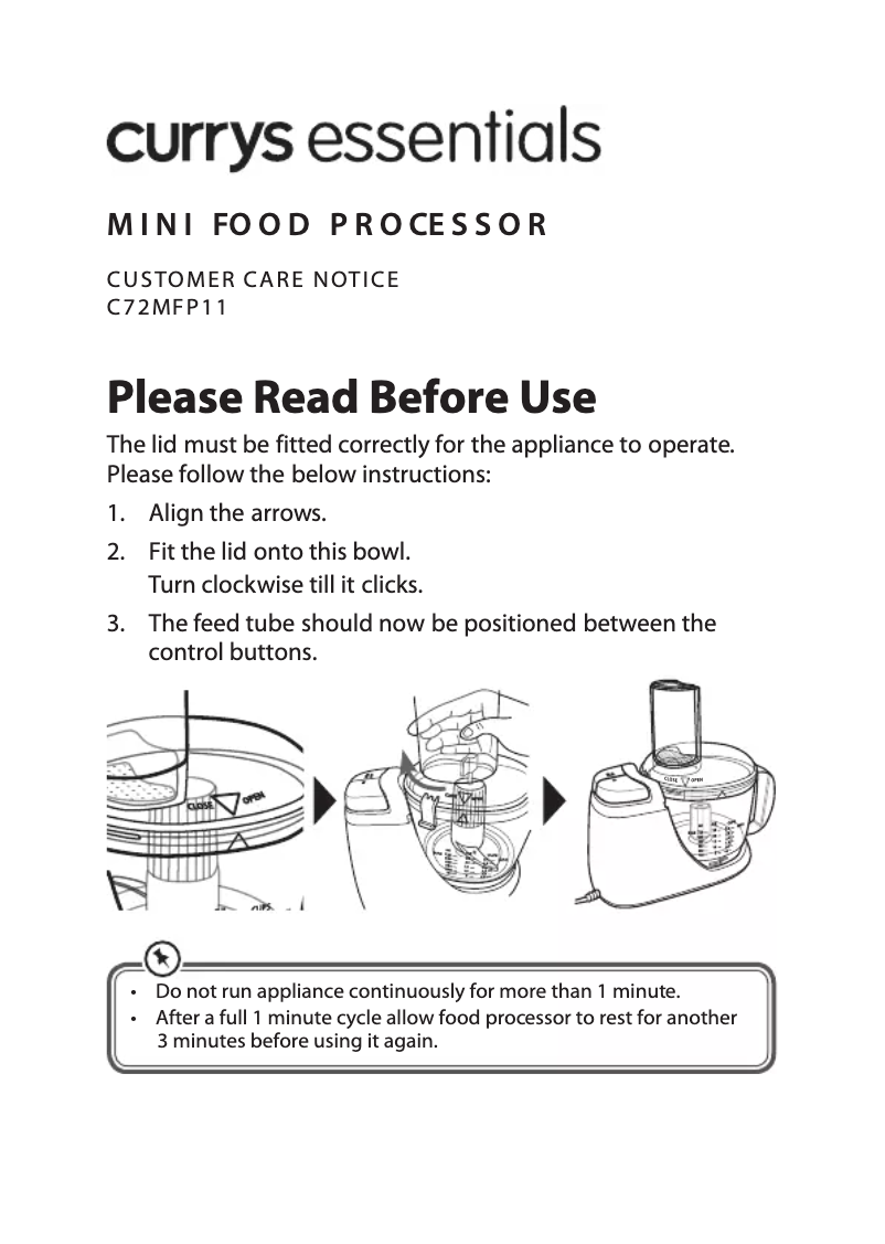Page 1 de la notice Manuel utilisateur Currys Essentials C72MFP11