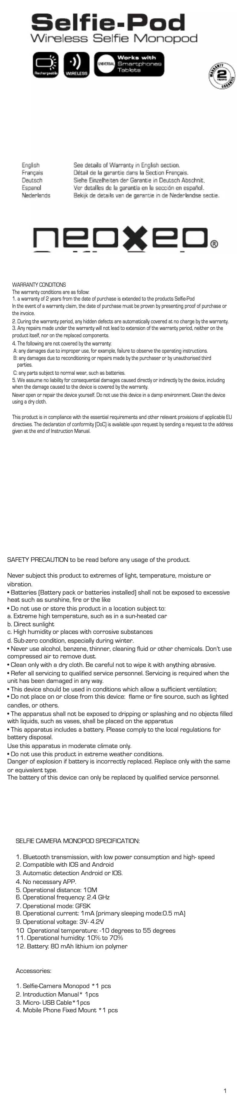 Page 1 de la notice Manuel utilisateur Neoxeo X370G37016