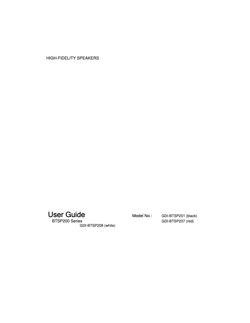 Image de la première page du manuel de l'appareil GDI-BTSP208M