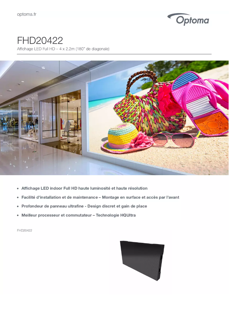 Page 1 de la notice Manuel utilisateur Optoma FHD20422