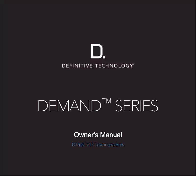 Page 1 de la notice Manuel utilisateur Definitive Technology Demand D17