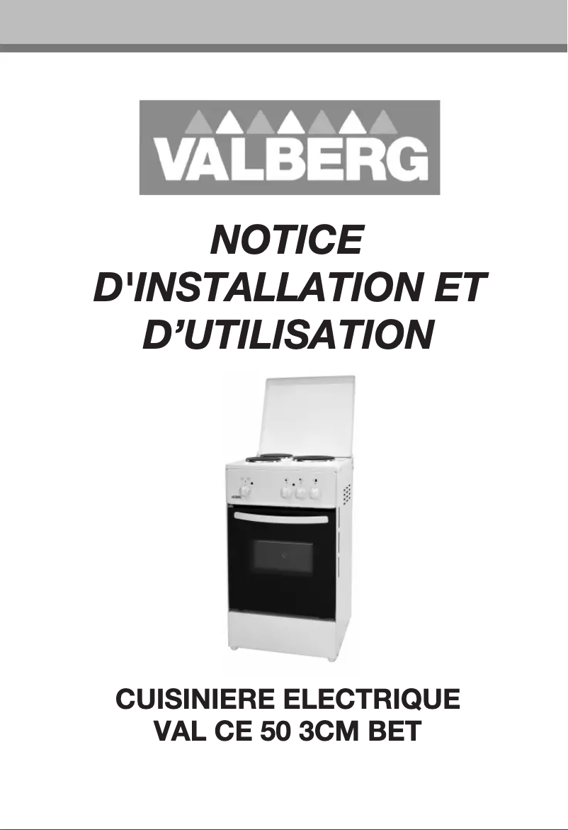 Page n°1 - Manuel utilisateur Valberg VALCE503CMBET