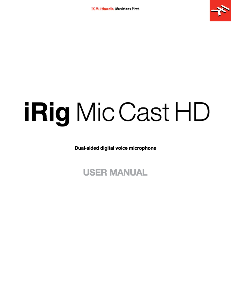 Page 1 de la notice Manuel utilisateur IK Multimedia iRig Mic HD