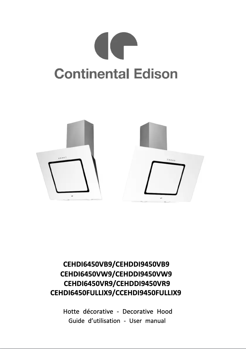 Page n°1 - Manuel utilisateur Continental Edison CEHDI6450FULLIX9