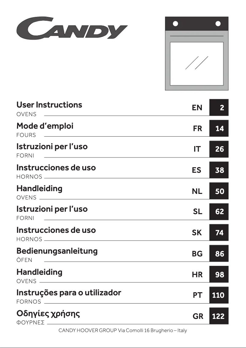 Page 1 de la notice Fiche technique Candy RFIC X602