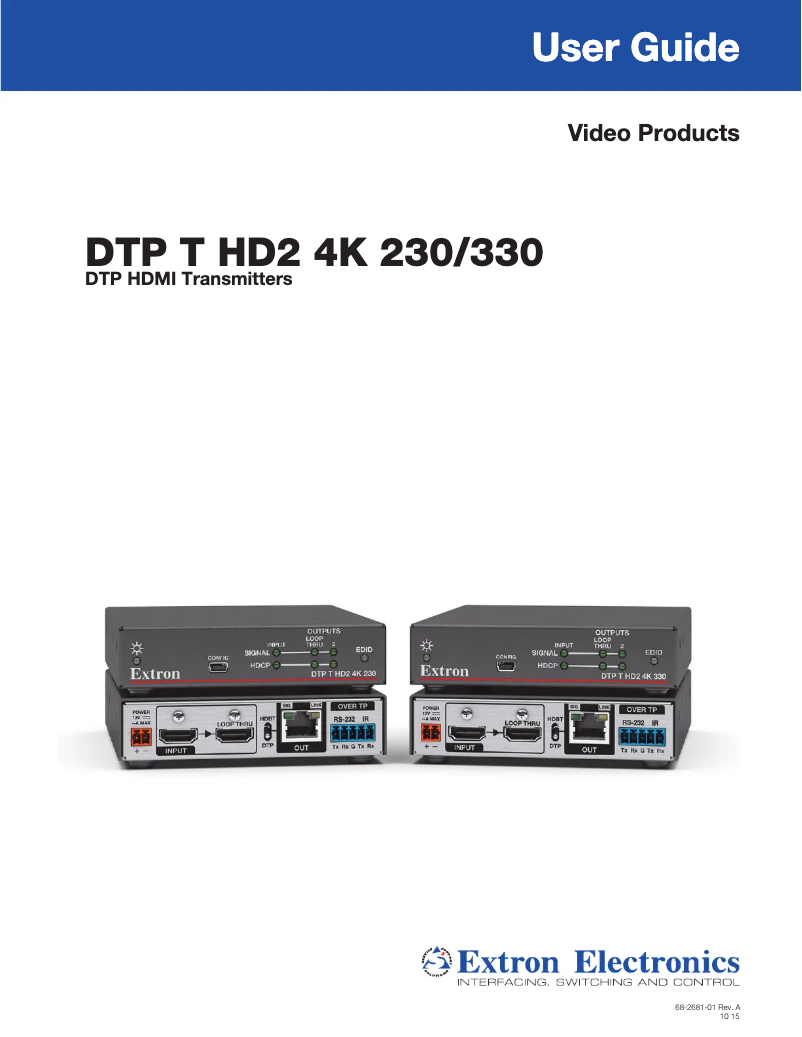 Page 1 de la notice Manuel utilisateur Extron DTP T HD2 4K 230