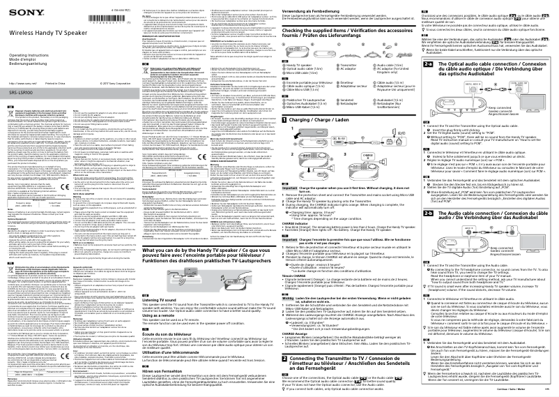 Page n°1 - Manuel utilisateur Sony SRS-LSR100