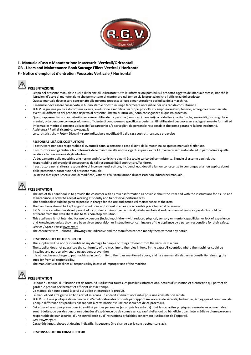 Page n°1 - Manuel utilisateur RGV IPI 7