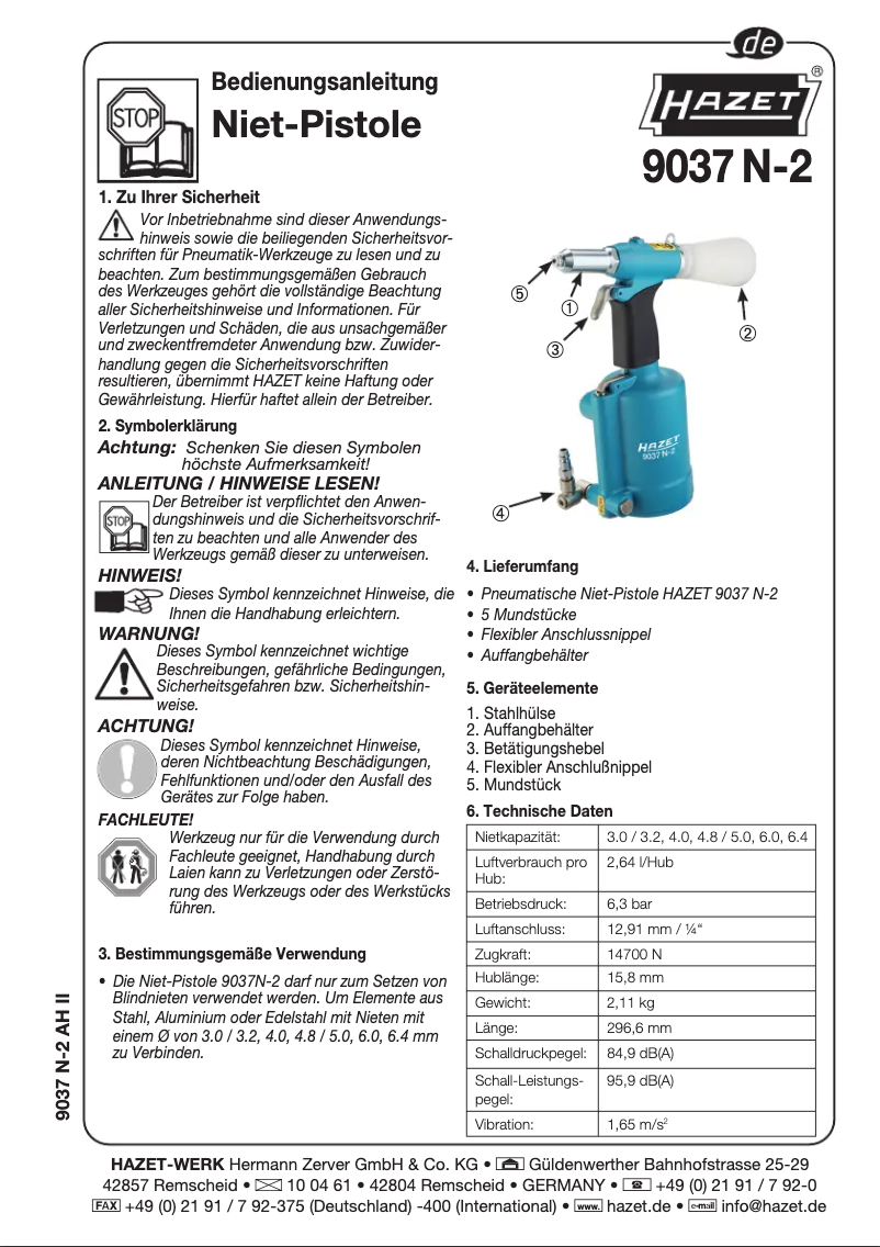 Page n°1 - Manuel utilisateur Hazet 9037N-2