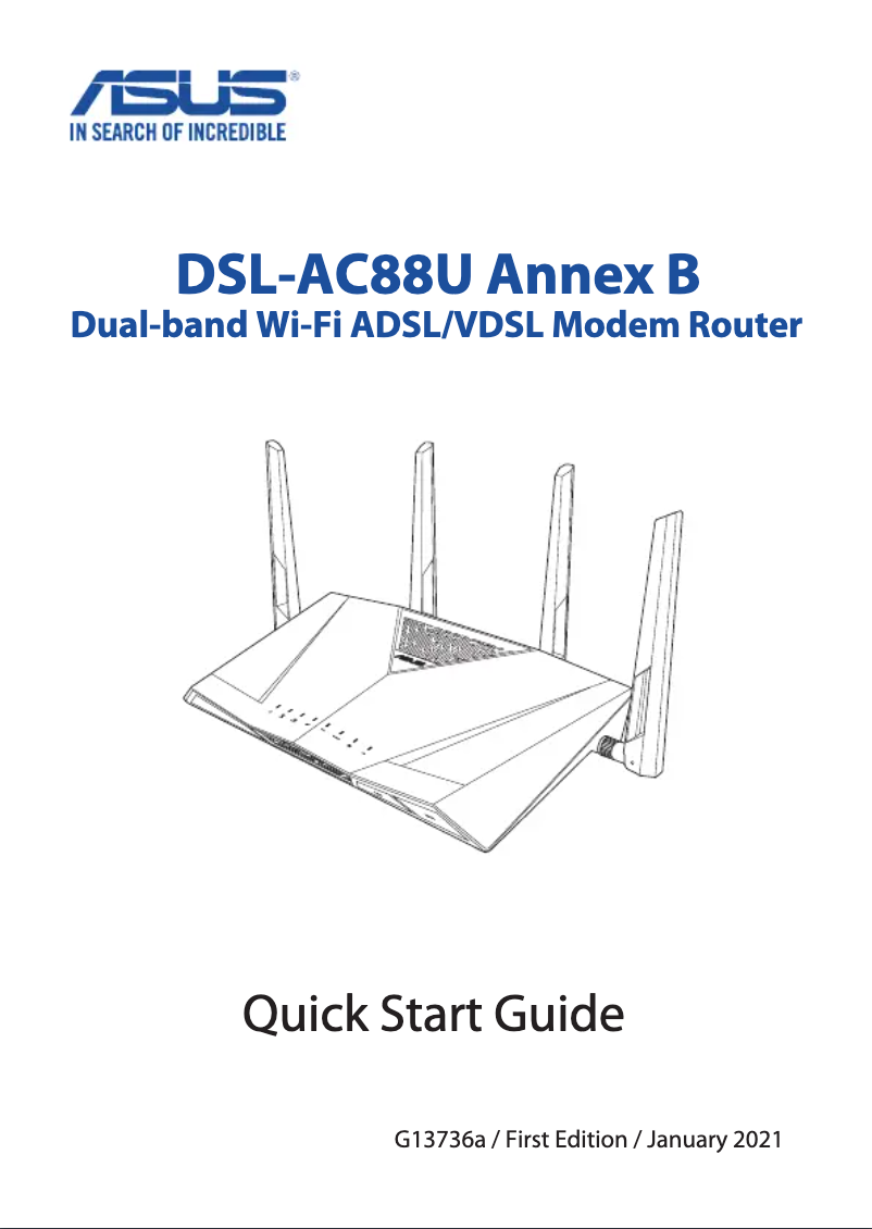 Page 1 de la notice Guide de démarrage rapide Asus DSL-AC88U