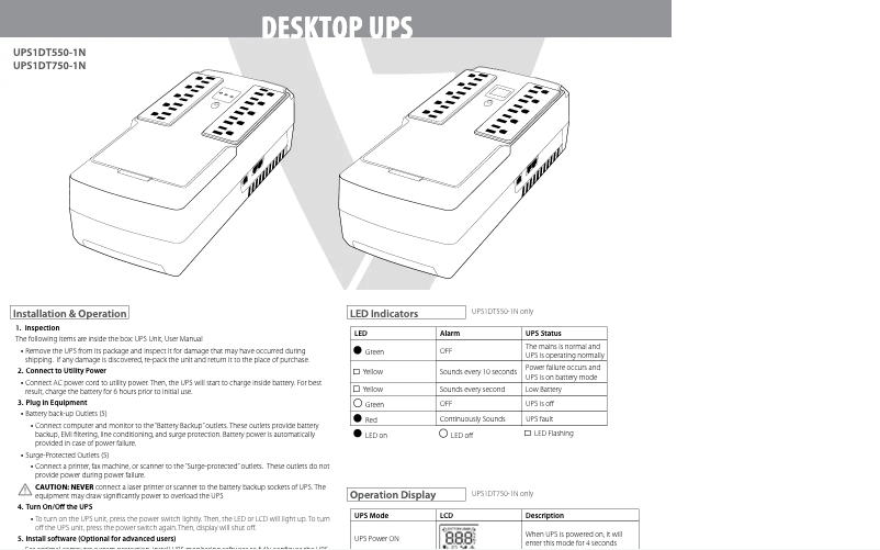 Page n°1 - Manuel utilisateur V7 UPS1DT750-1N