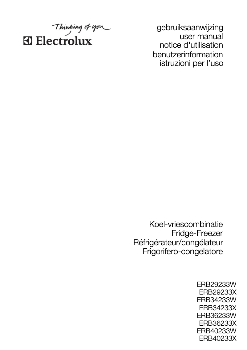 Page 1 de la notice Manuel utilisateur Electrolux ERB40233W