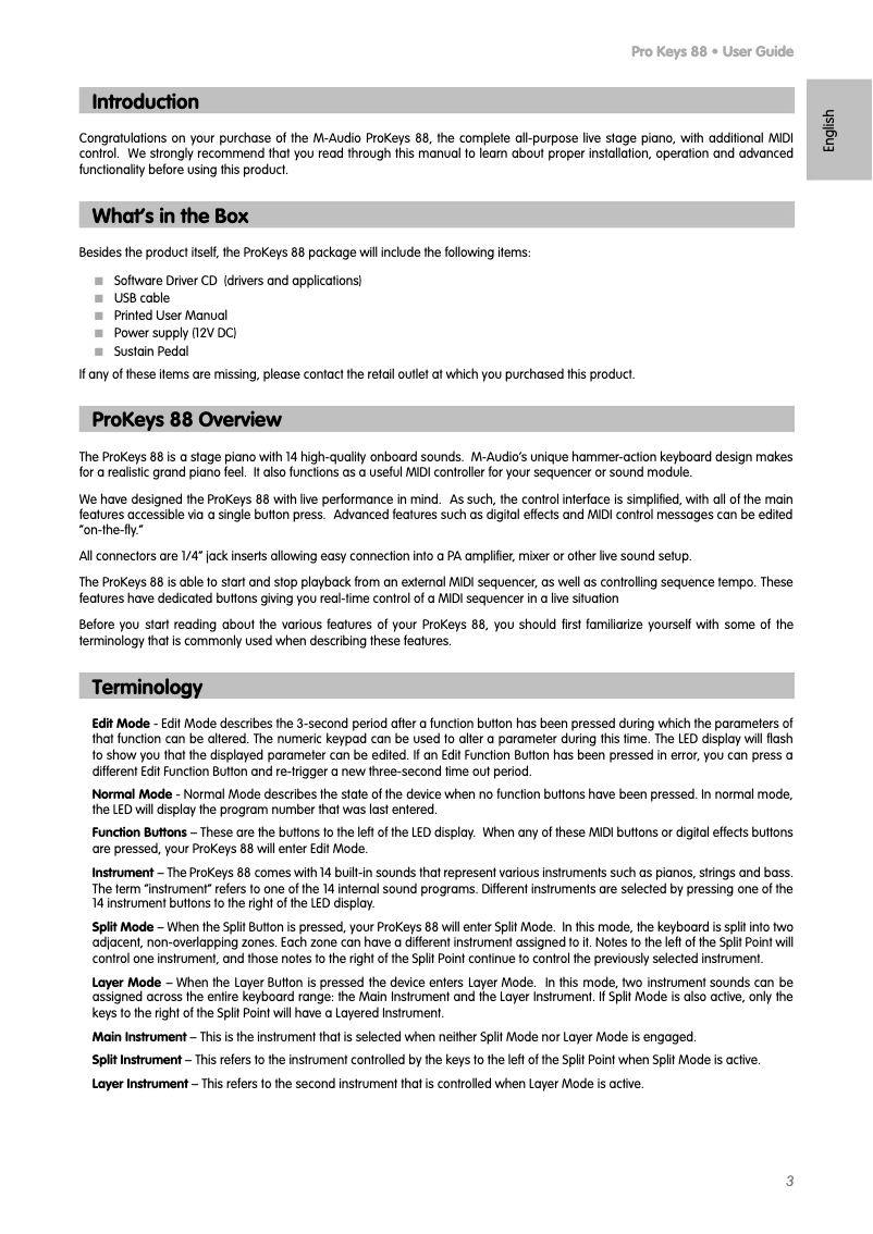 Page n°1 - Manuel utilisateur Pinnacle ProKeys 88