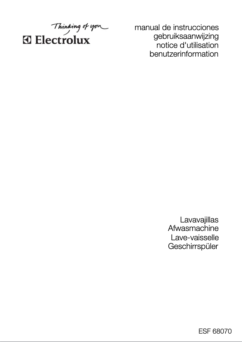 Page 1 de la notice Manuel utilisateur Electrolux ESF68070