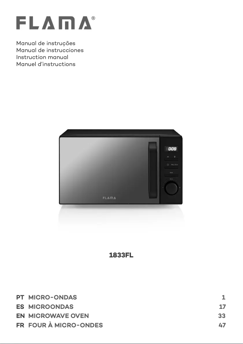 Page n°1 - Manuel utilisateur Flama 1833FL