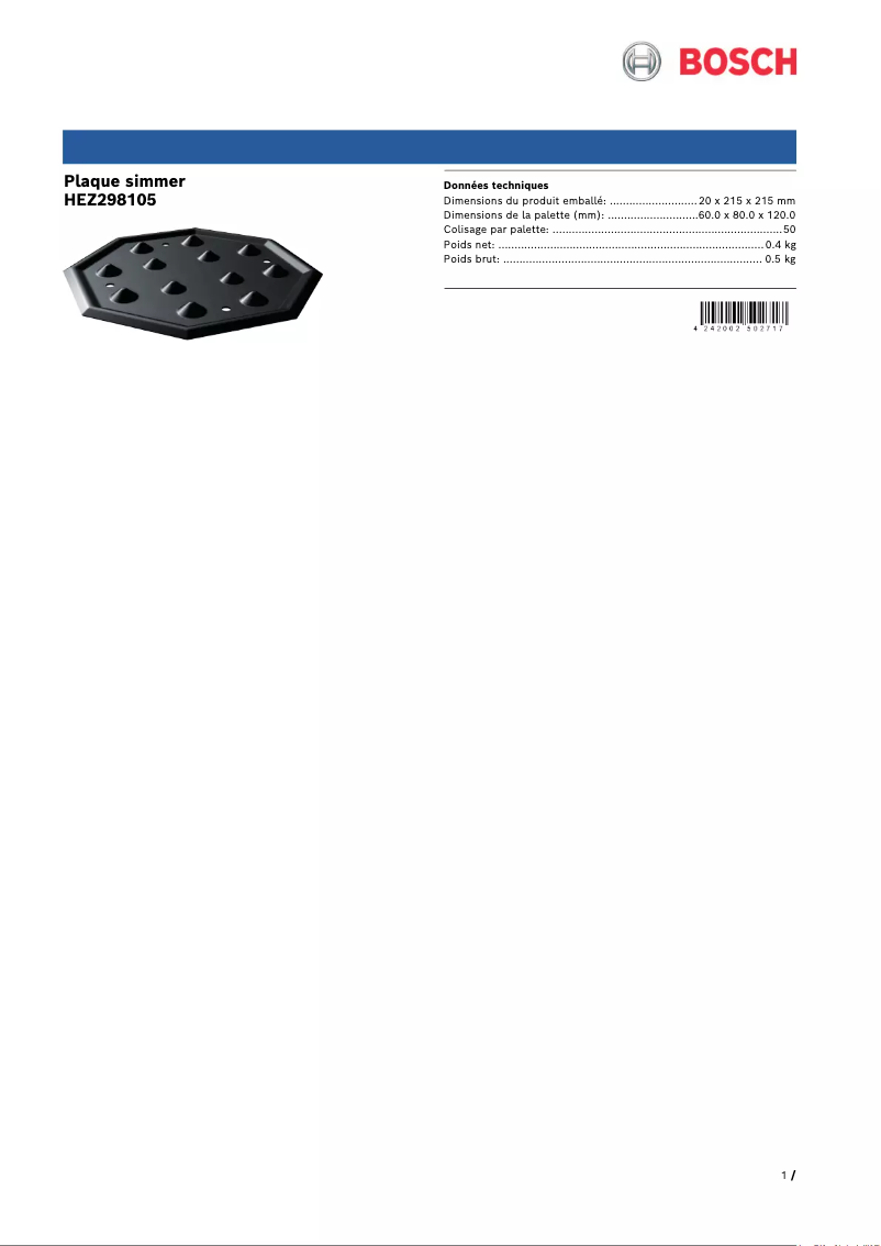 Image de la première page du manuel de l'appareil HEZ298105