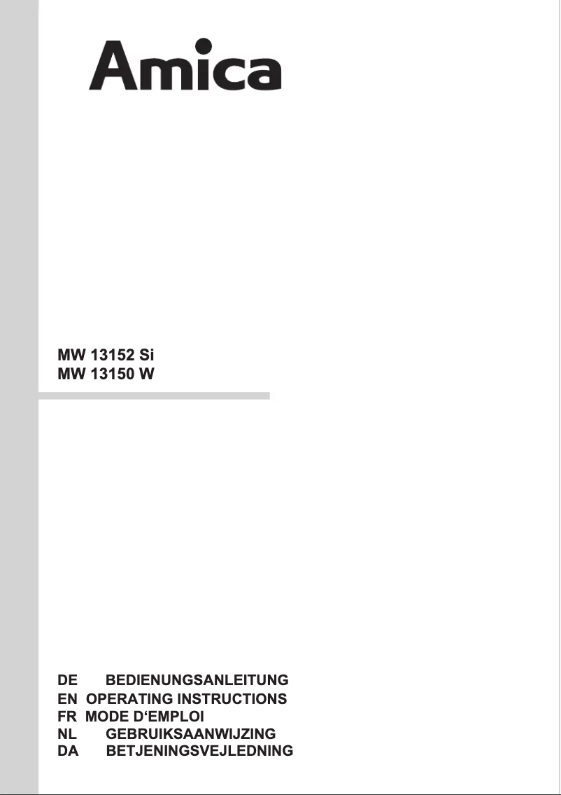 Page 1 de la notice Manuel utilisateur Amica MW 13152 Si