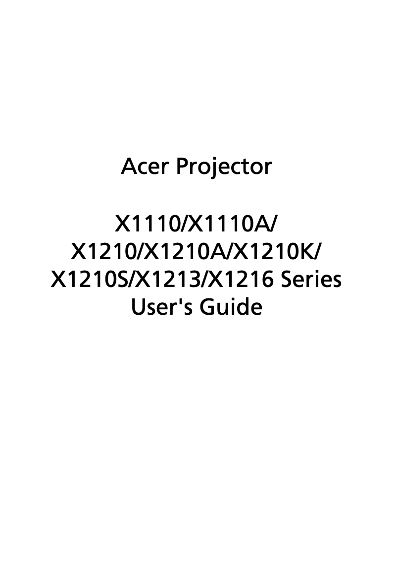 Page n°1 - Manuel utilisateur Acer X1110