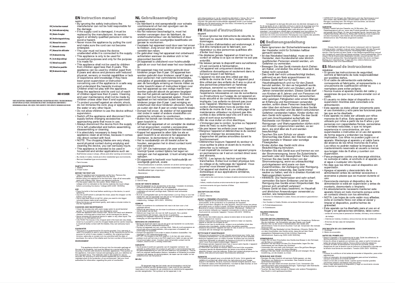 Imagen de la primera página del manual del dispositivo MX-4150ER