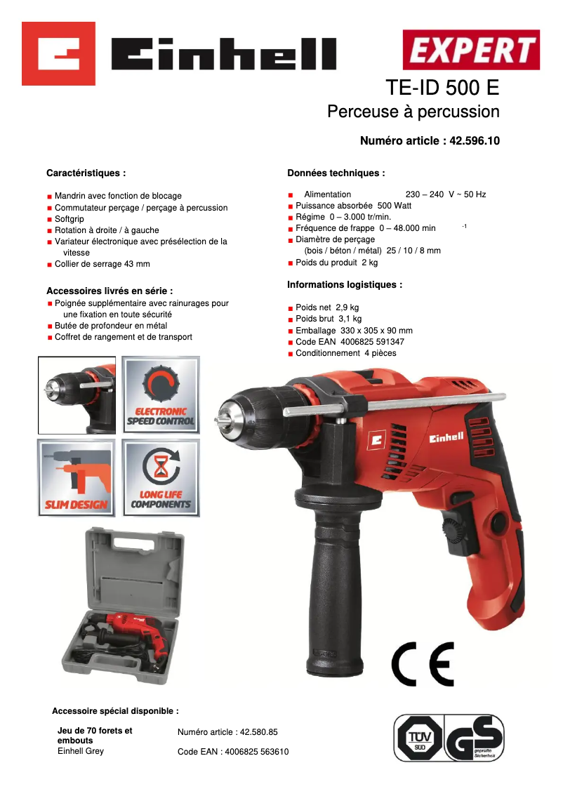 Image de la première page du manuel de l'appareil TE-ID 500 E