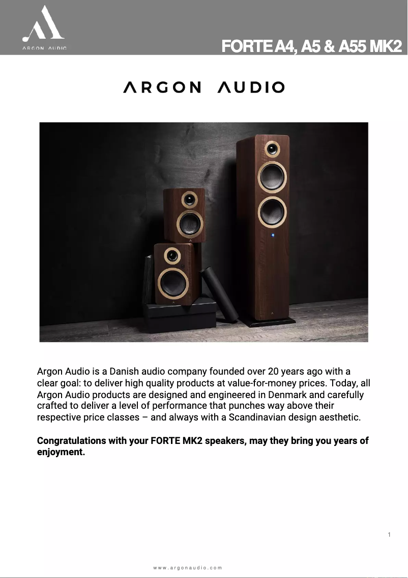 Page 1 de la notice Manuel utilisateur Argon Forte A5 MK2