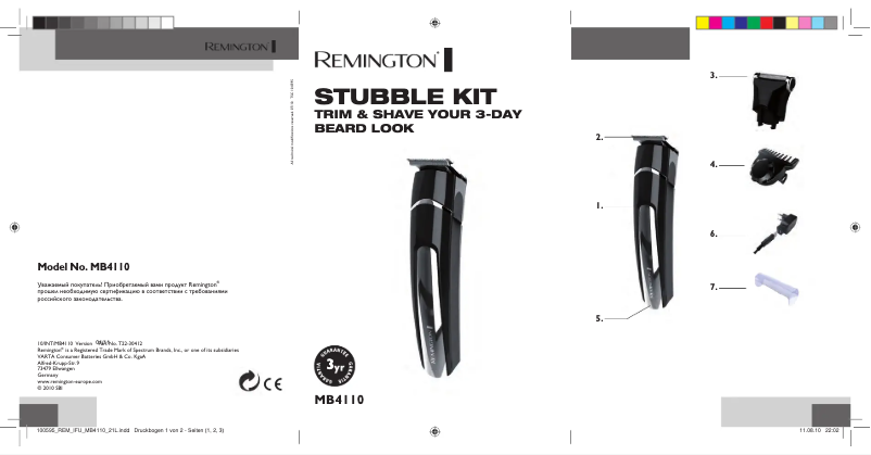 Image de la première page du manuel de l'appareil MB4110 Stubble Kit