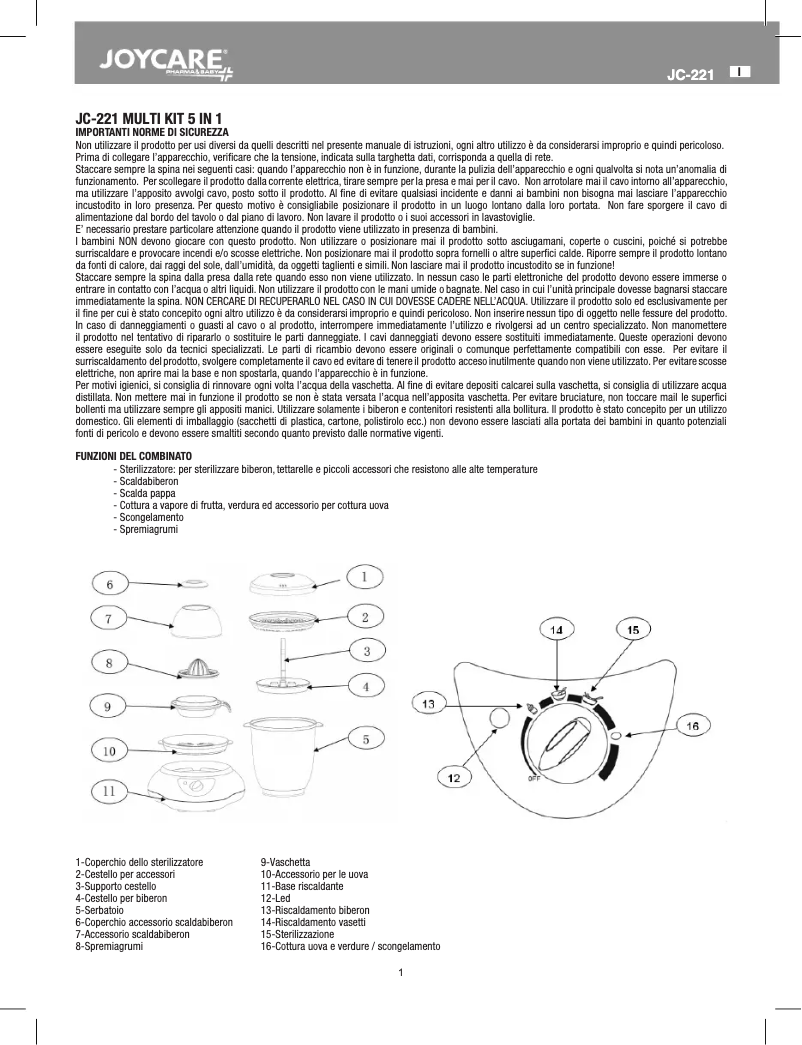 Image de la première page du manuel de l'appareil JC-221
