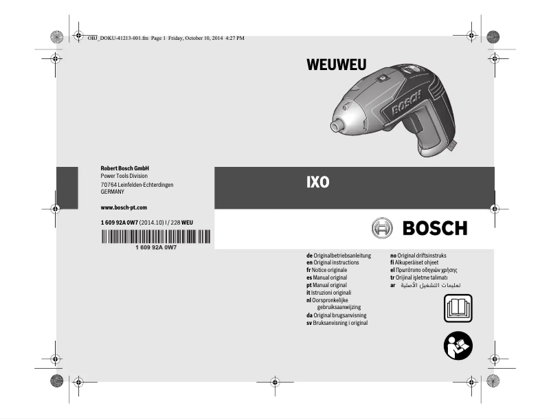 Page 1 de la notice Manuel utilisateur Bosch IXO BBQ Set