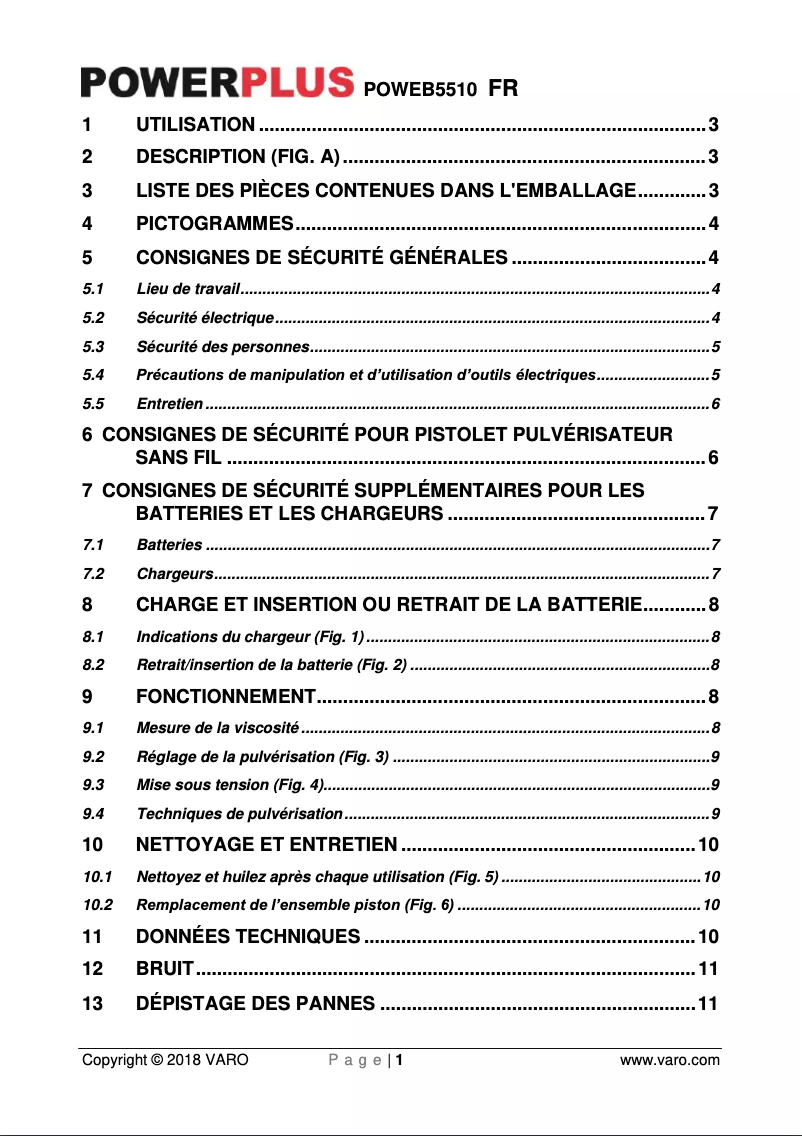 Page n°1 - Manuel utilisateur PowerPlus POWEB5510