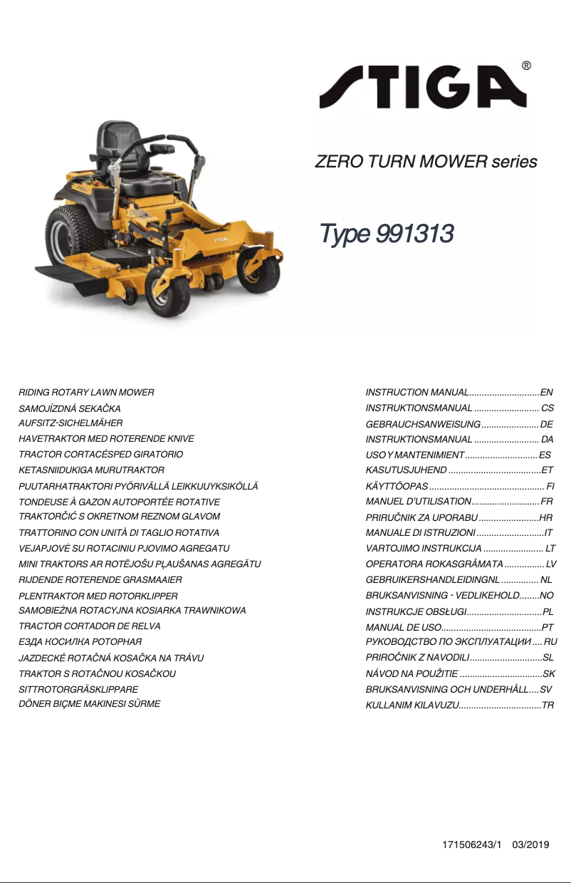 Page n°1 - Manuel utilisateur Stiga ZT 7132 T