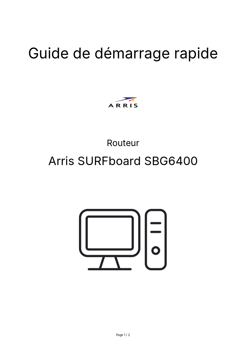 Page n°1 - Guide de démarrage rapide Arris SURFboard SBG6400