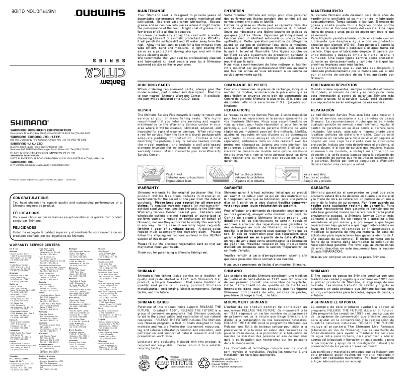 Page n°1 - Manuel utilisateur Shimano Citica 201B