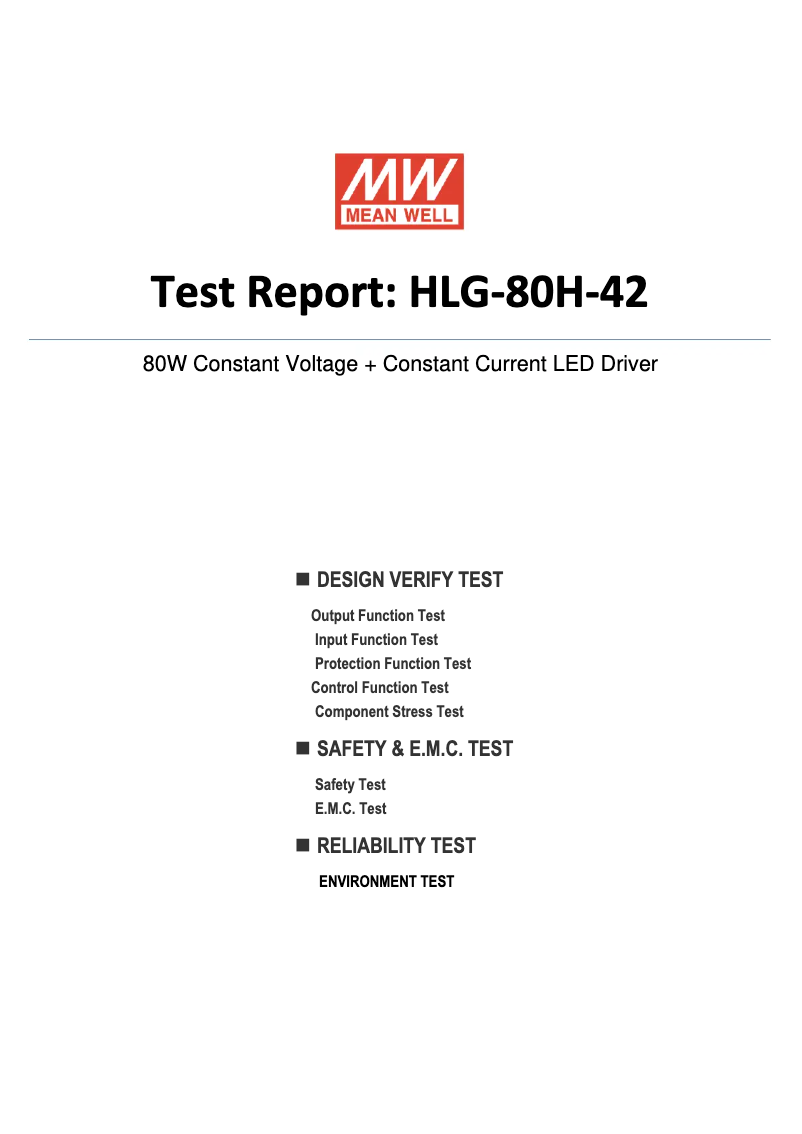 Page n°1 - Fiche technique Mean Well HLG-80H-42