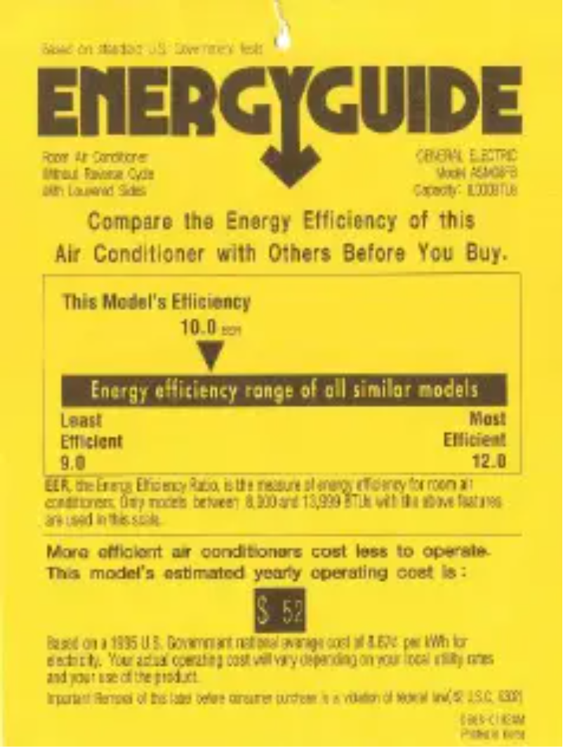 Página 1 del manual Etiqueta energética GE Profile ASM08FB