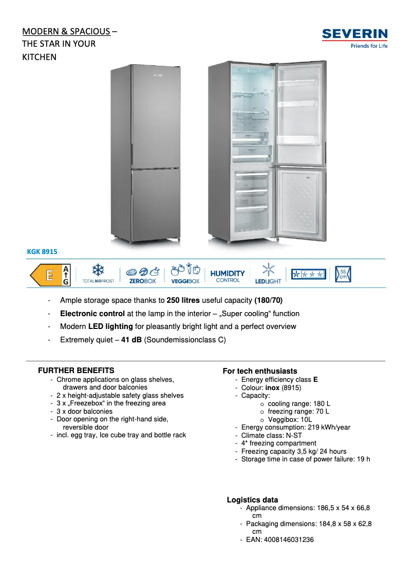 Página 1 del manual Ficha técnica Severin KGK 8915